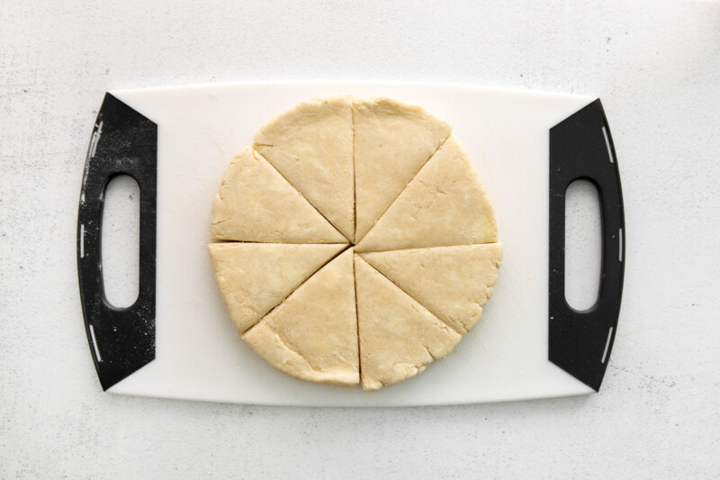 scone dough cut into eight triangular slices