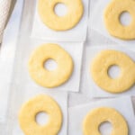 circles of dough, before frying