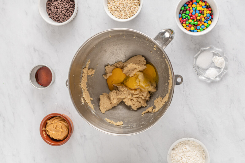 the ingredients for peanut butter cookie dough.