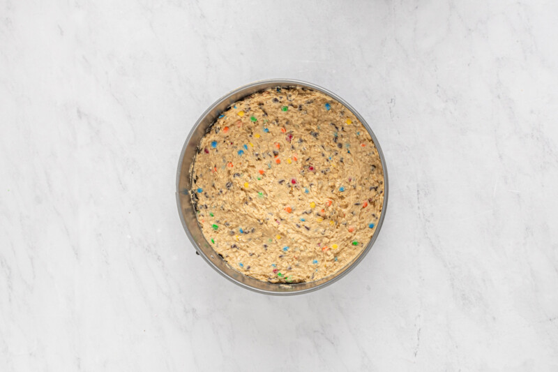 cookie dough in a bowl with sprinkles on top.