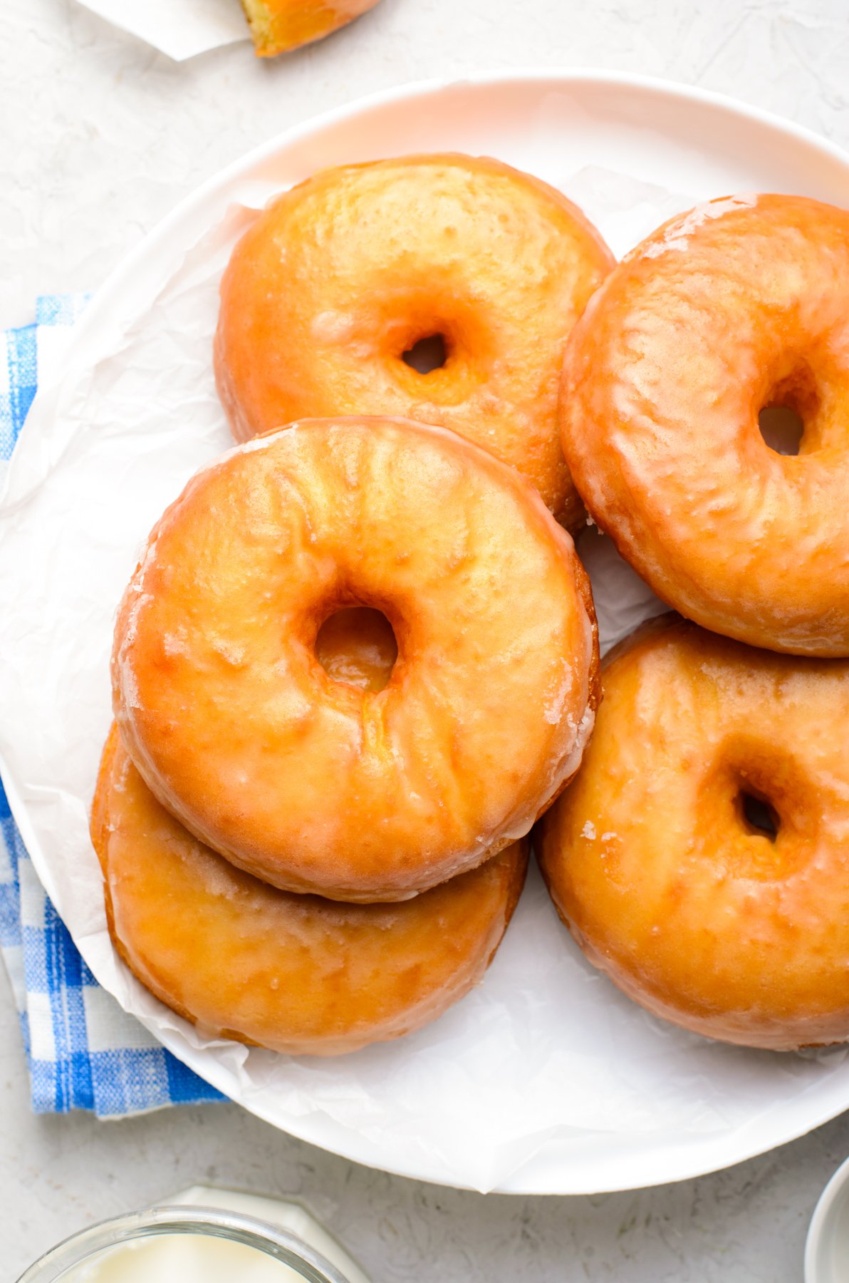 a plate of copycat Krispy Kreme glazed donuts