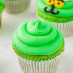 cupcake topped with green frosting