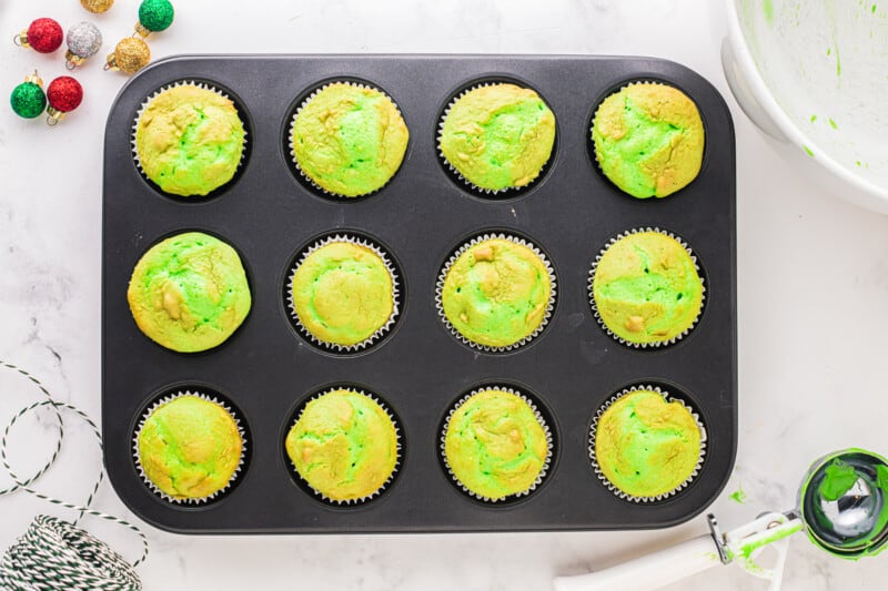 baked cupcakes in a cupcake tin