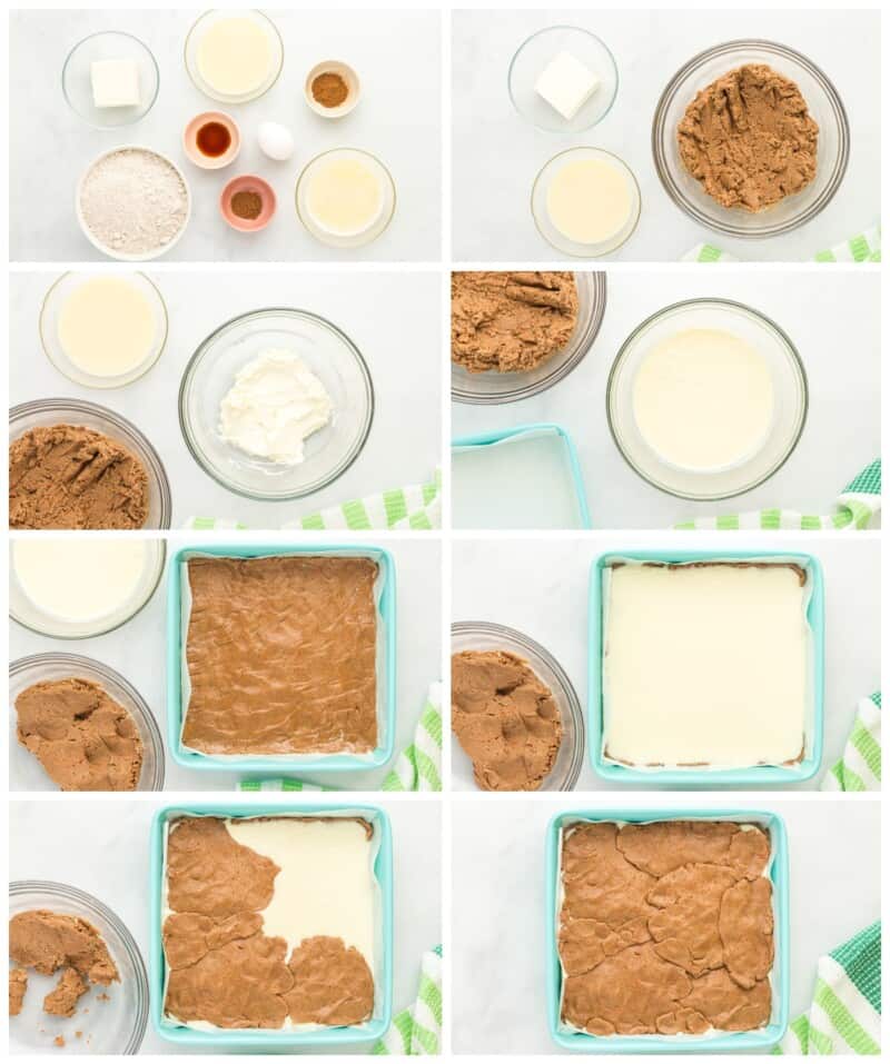 step by step photos for how to make carrot cake bars.