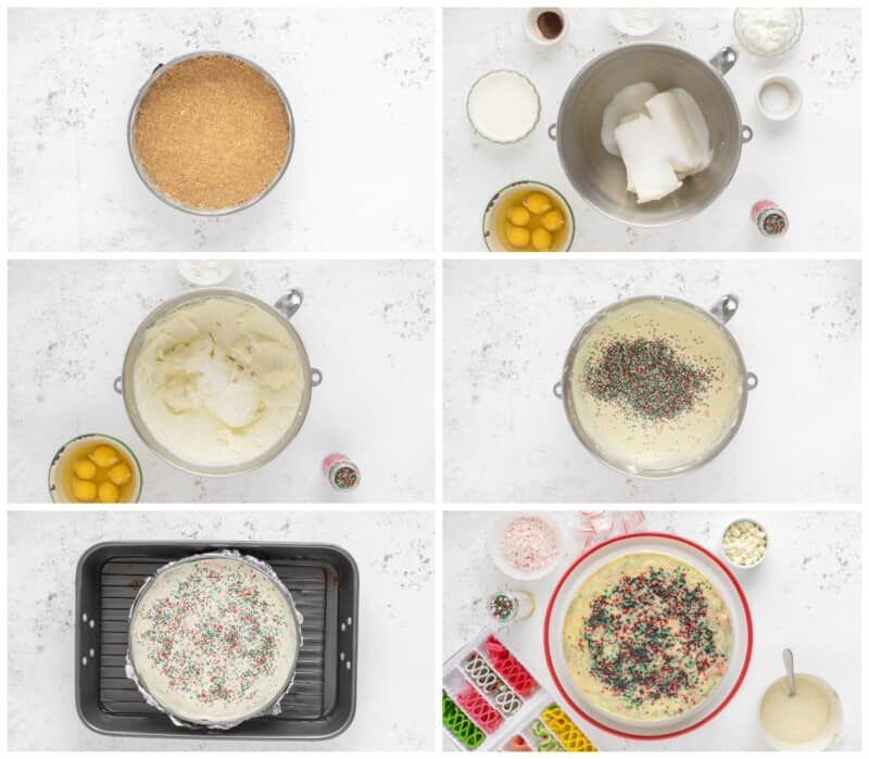 step by step photos for how to make christmas cheesecake.
