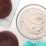 oreo buttercream frosting in a glass bowl.