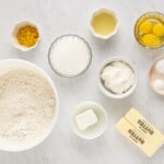 overhead view of ingredients for sherbet cupcakes.