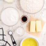 overhead view of ingredients for naked cake.