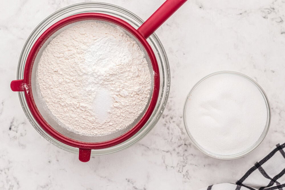 sifted dry ingredients for naked cake.