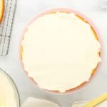 a layer of moist lemon cake topped with lemon buttercream.
