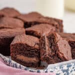 a plate of brownies.