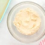 shortbread cookie crust in a glass bowl.
