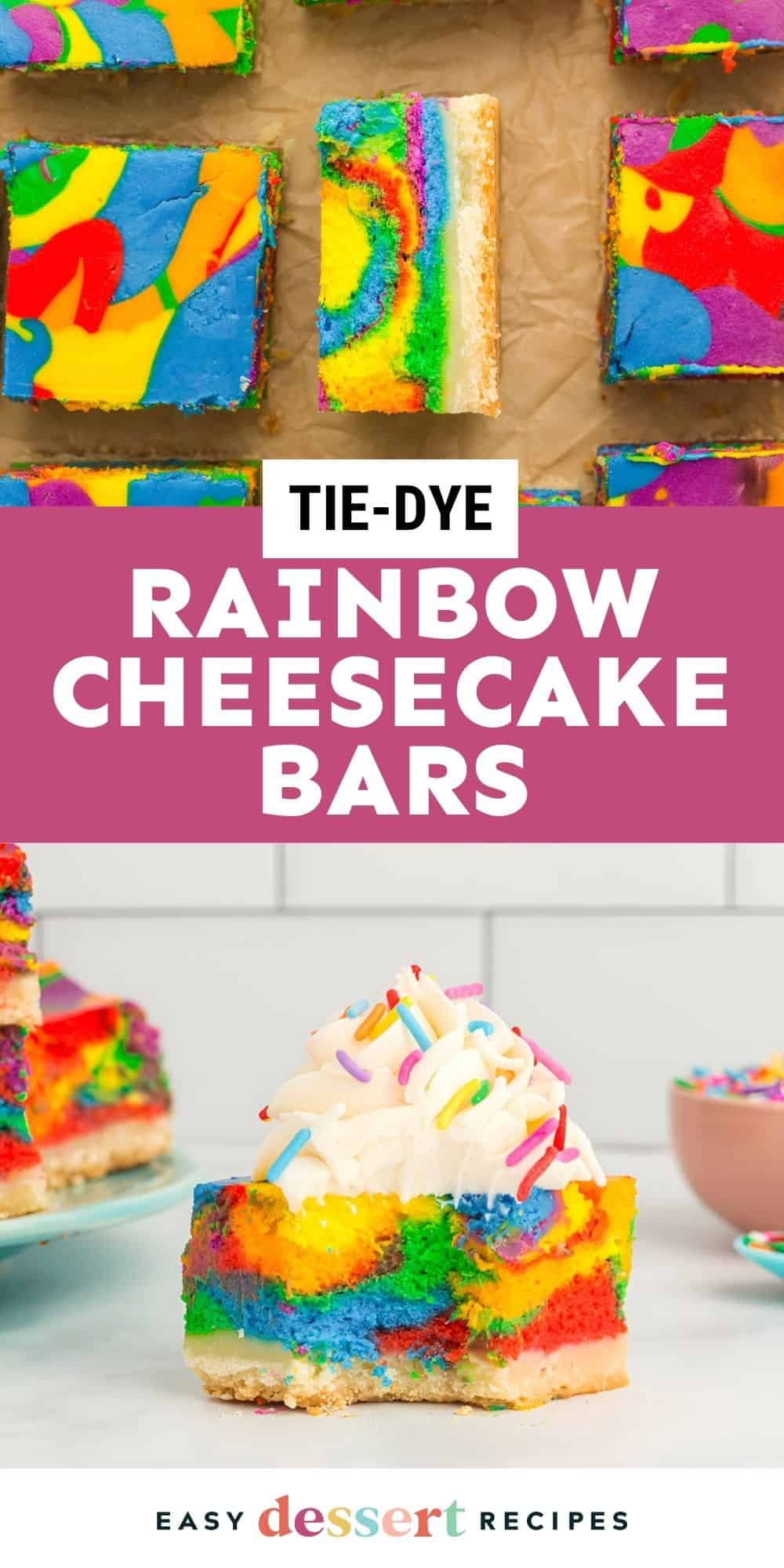 rainbow cheesecake bars pin.