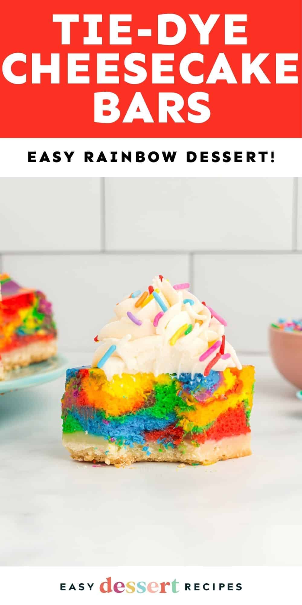 rainbow cheesecake bars pin.