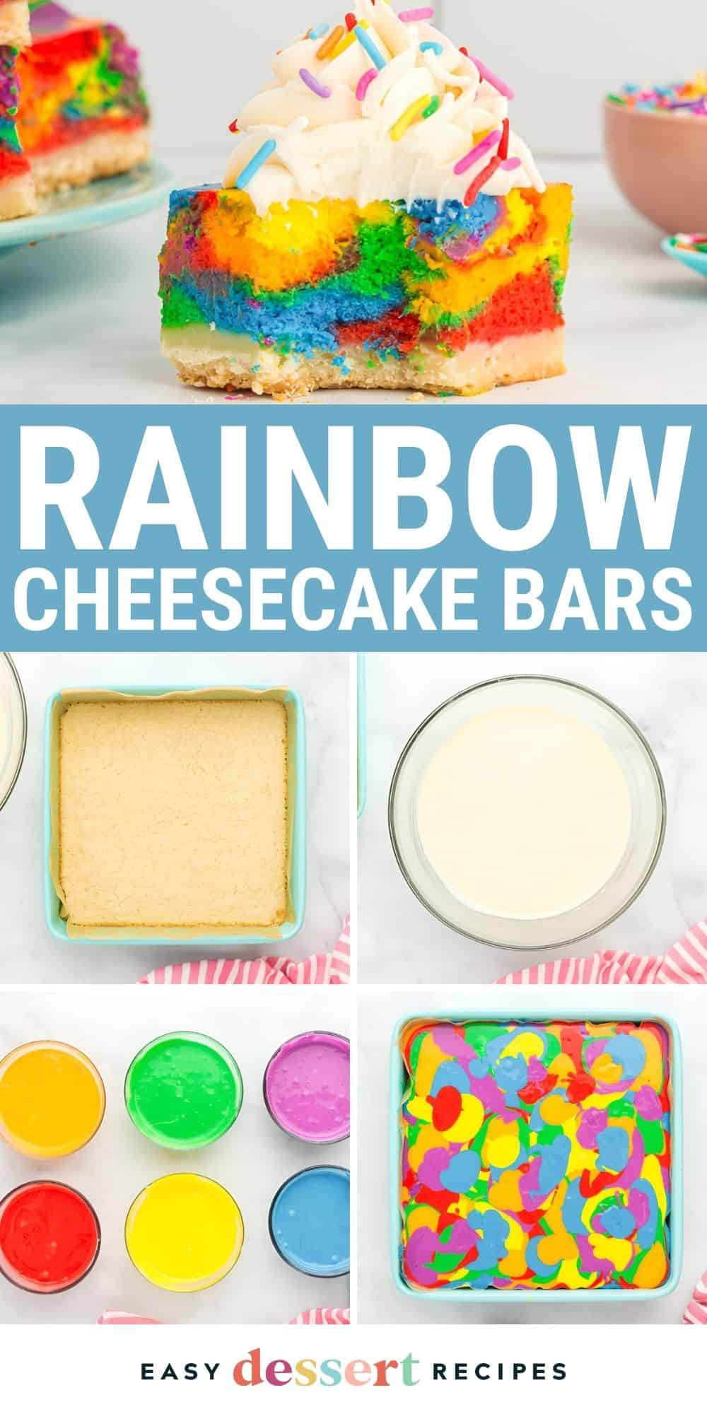 rainbow cheesecake bars pin.