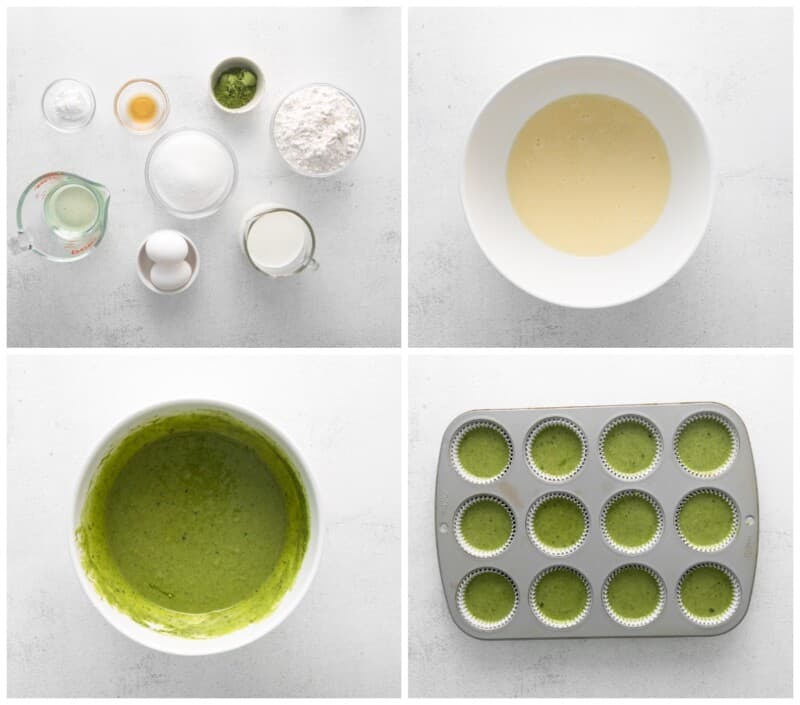 step by step photos for how to make matcha cupcakes.