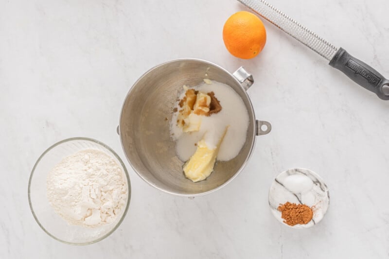 cookie dough ingredients in a mixing bowl