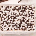 a tray of chocolate and marshmallows.