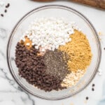 ingredients for s'mores energy bites in a glass bowl.