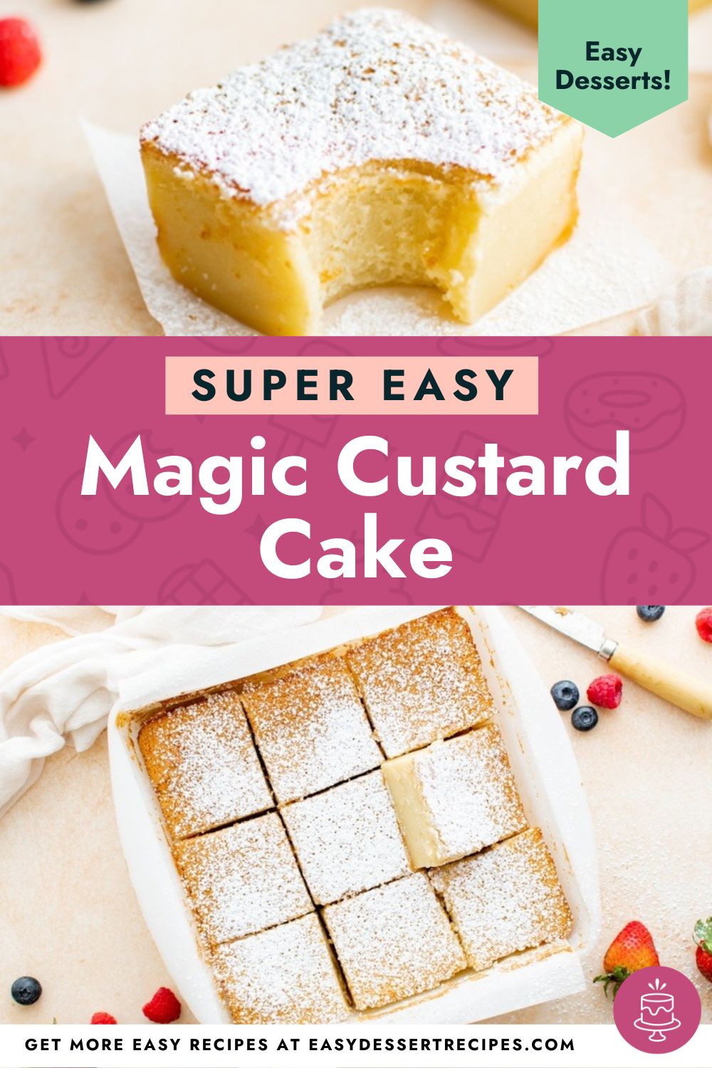super easy magic custard cake pin