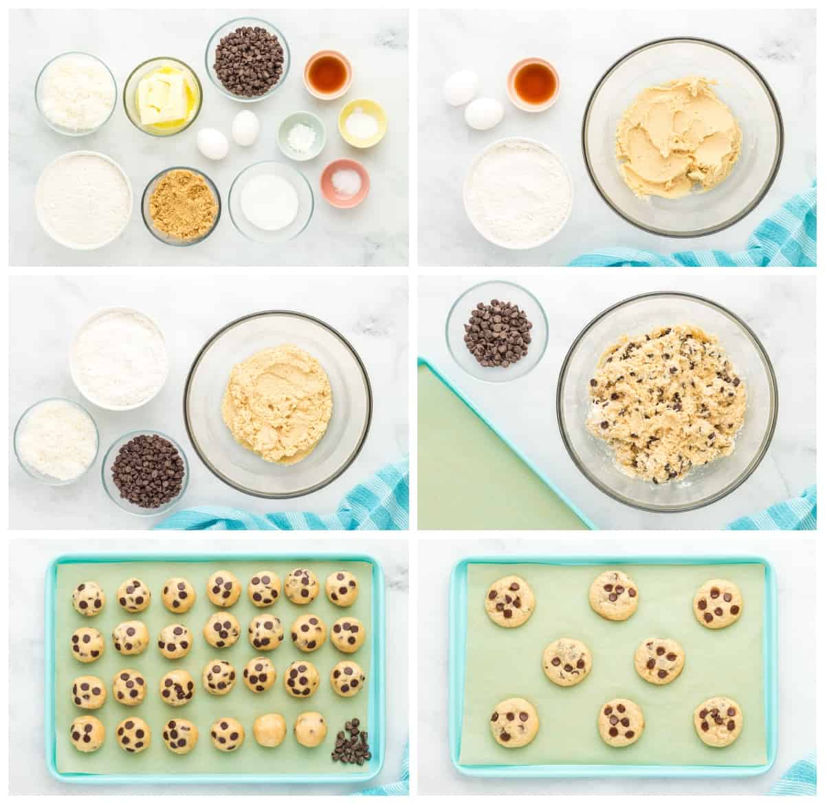 step by step photos for how to make coconut chocolate chip cookies.