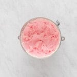 a bowl of pink ice cream.