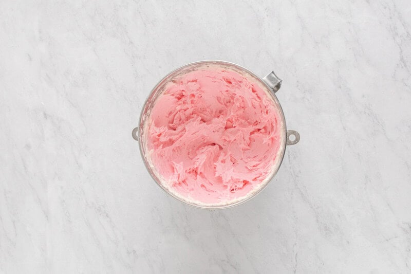 a bowl of pink ice cream.