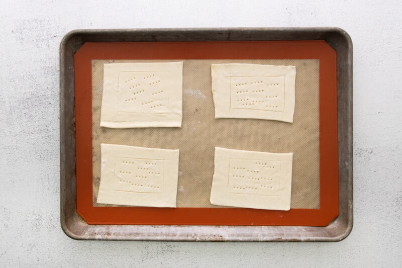 a tray with dough on it.