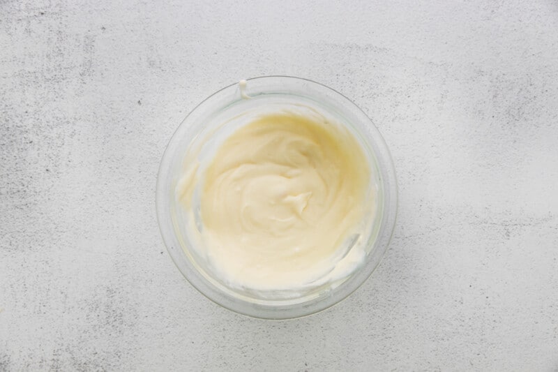 a bowl of white liquid.