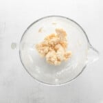 shortbread cookie dough in a glass bowl.