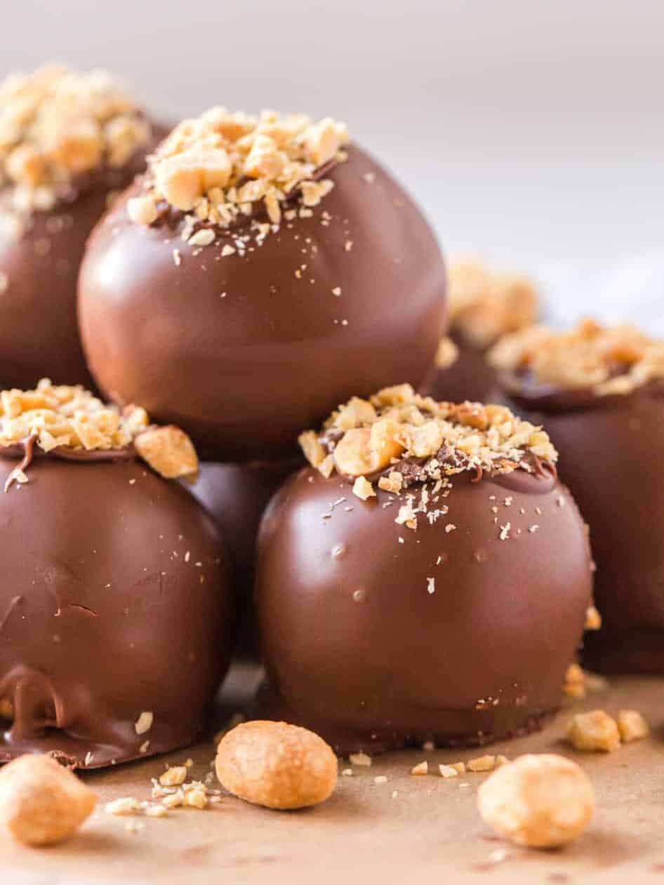 stacked peanut butter balls