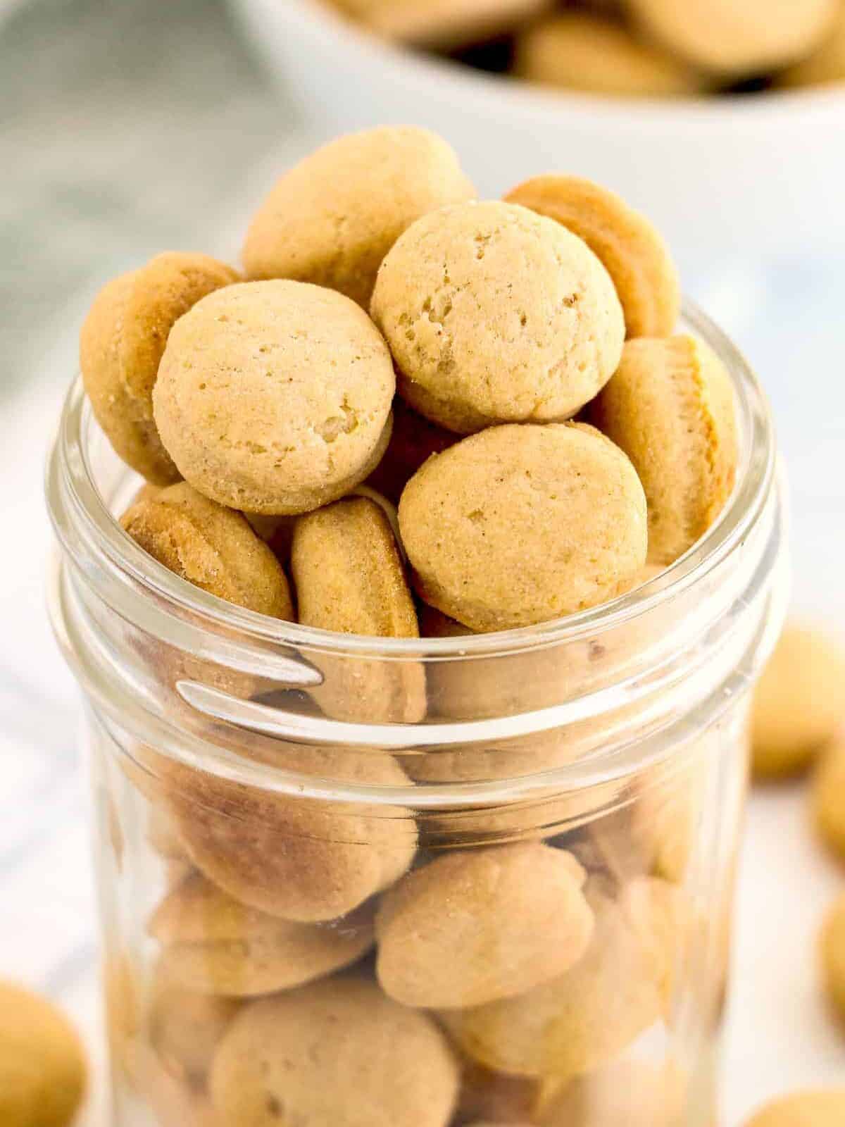jar of homemade peanut butter dog treat cookies