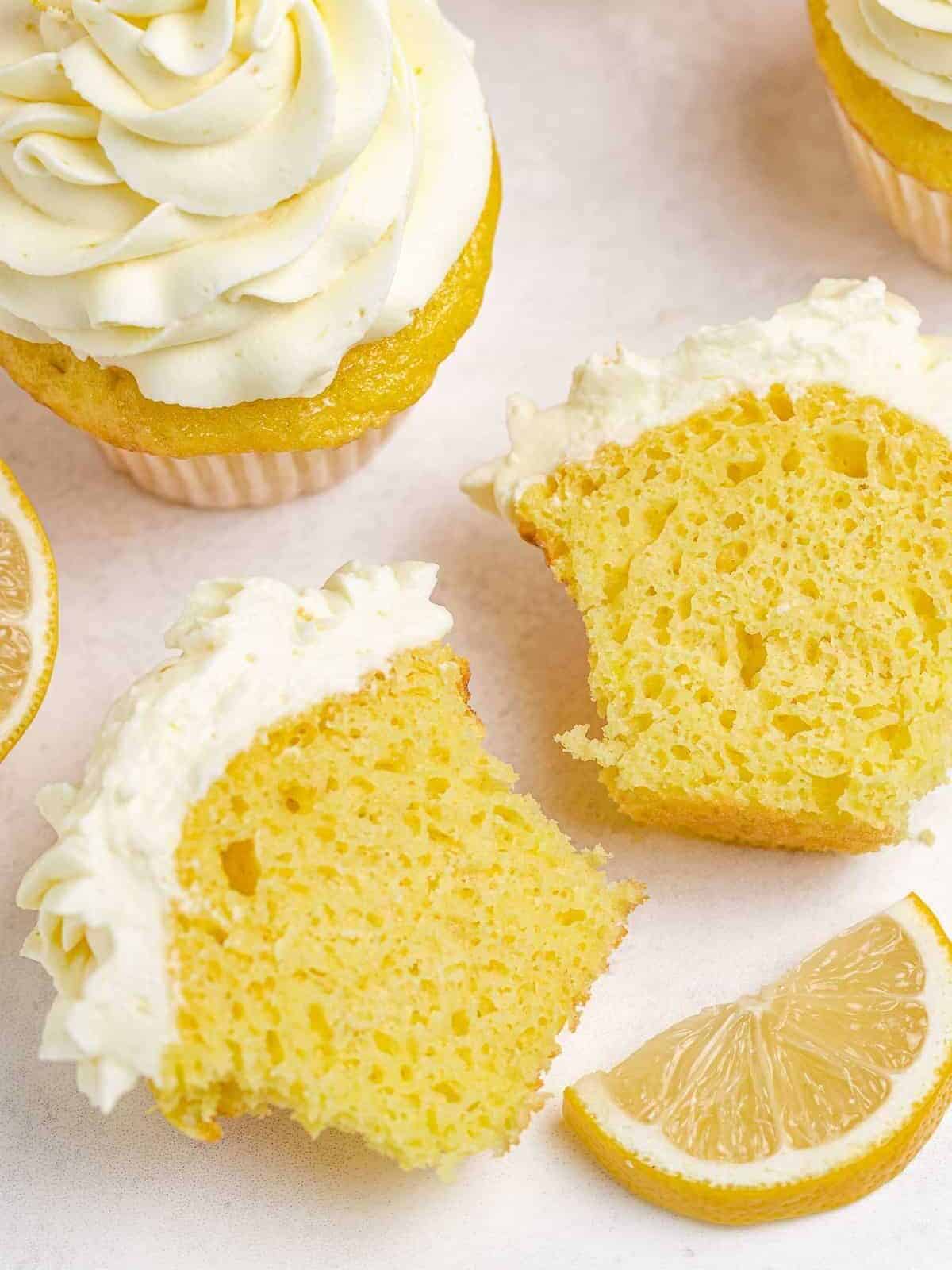 lemon cupcake cut in half