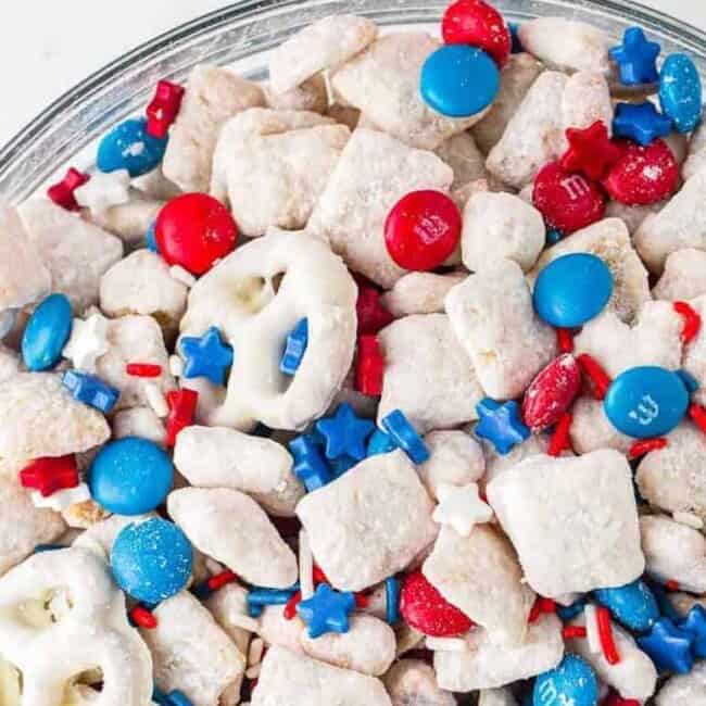 horizontal 4th of July snack mix