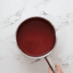 red liquid in a pan.