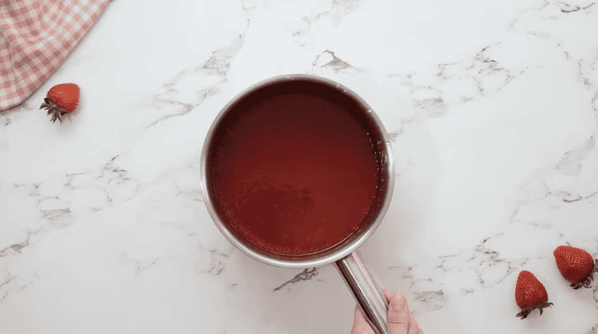 red liquid in a pan.