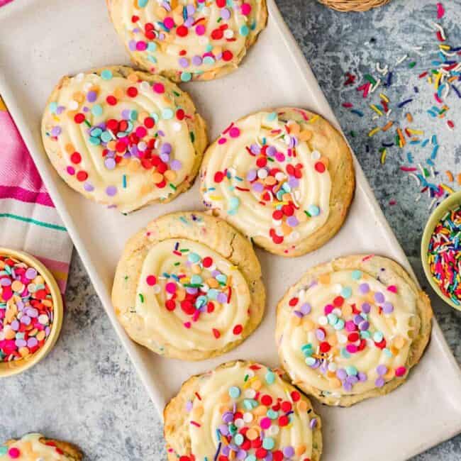 a plate of confetti cake mix cookies