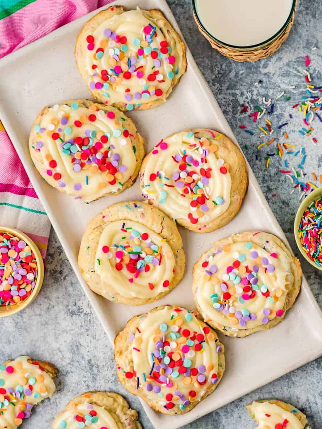 a plate of confetti cake mix cookies