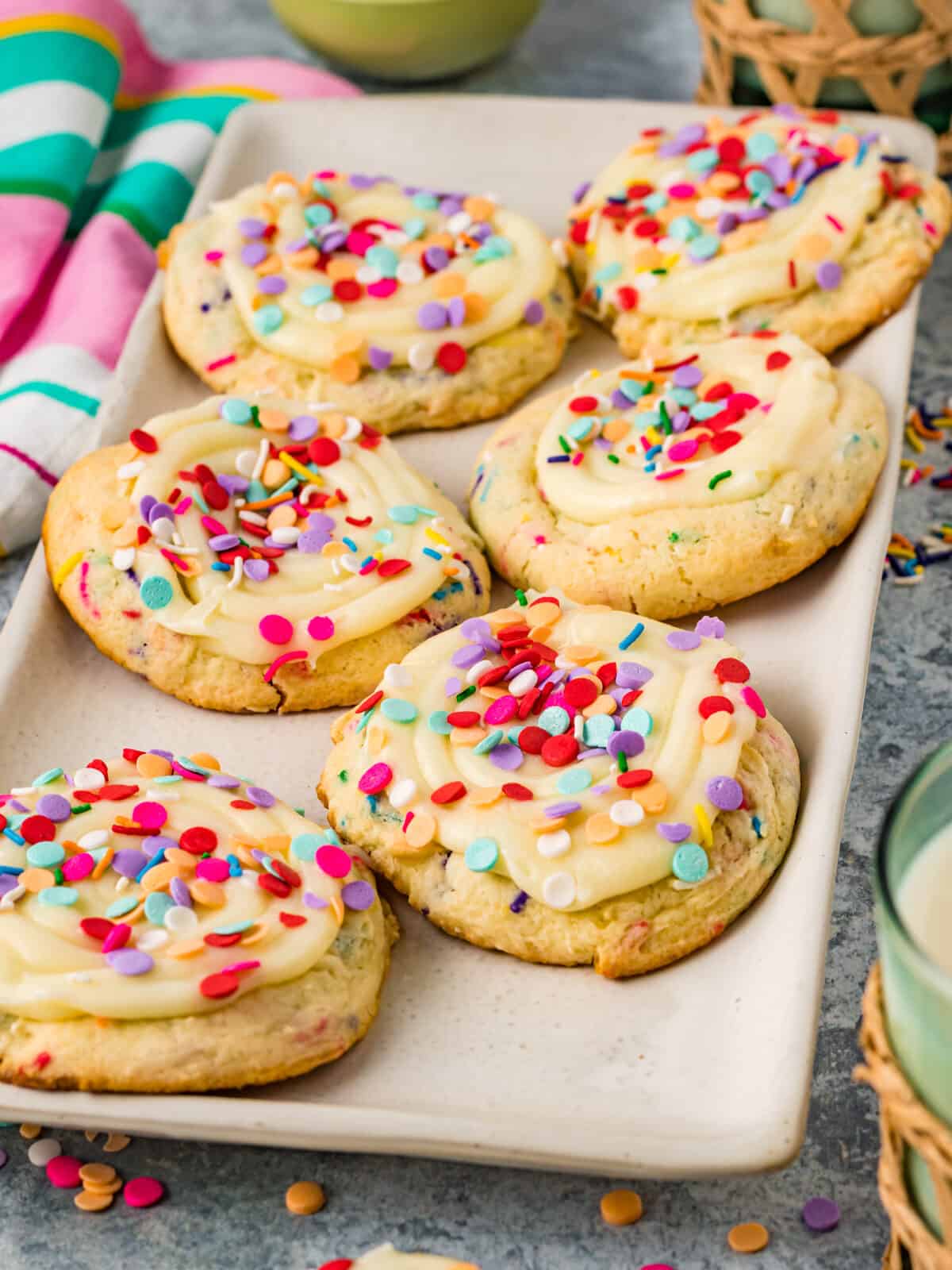 confetti cake cookies on a serving plate