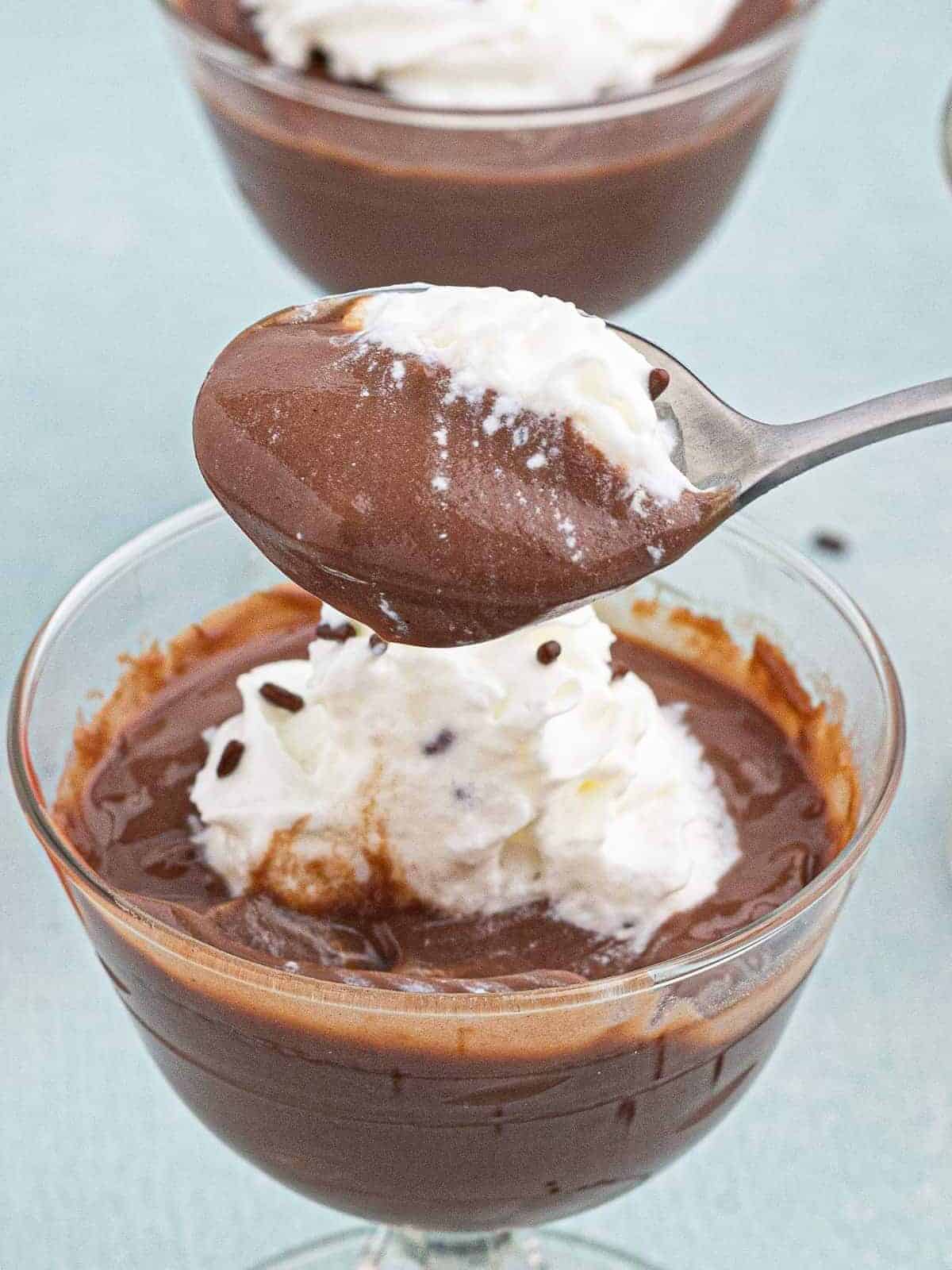 spoonful of chocolate pudding