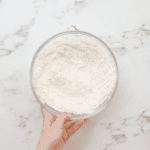 flour in a glass bowl.