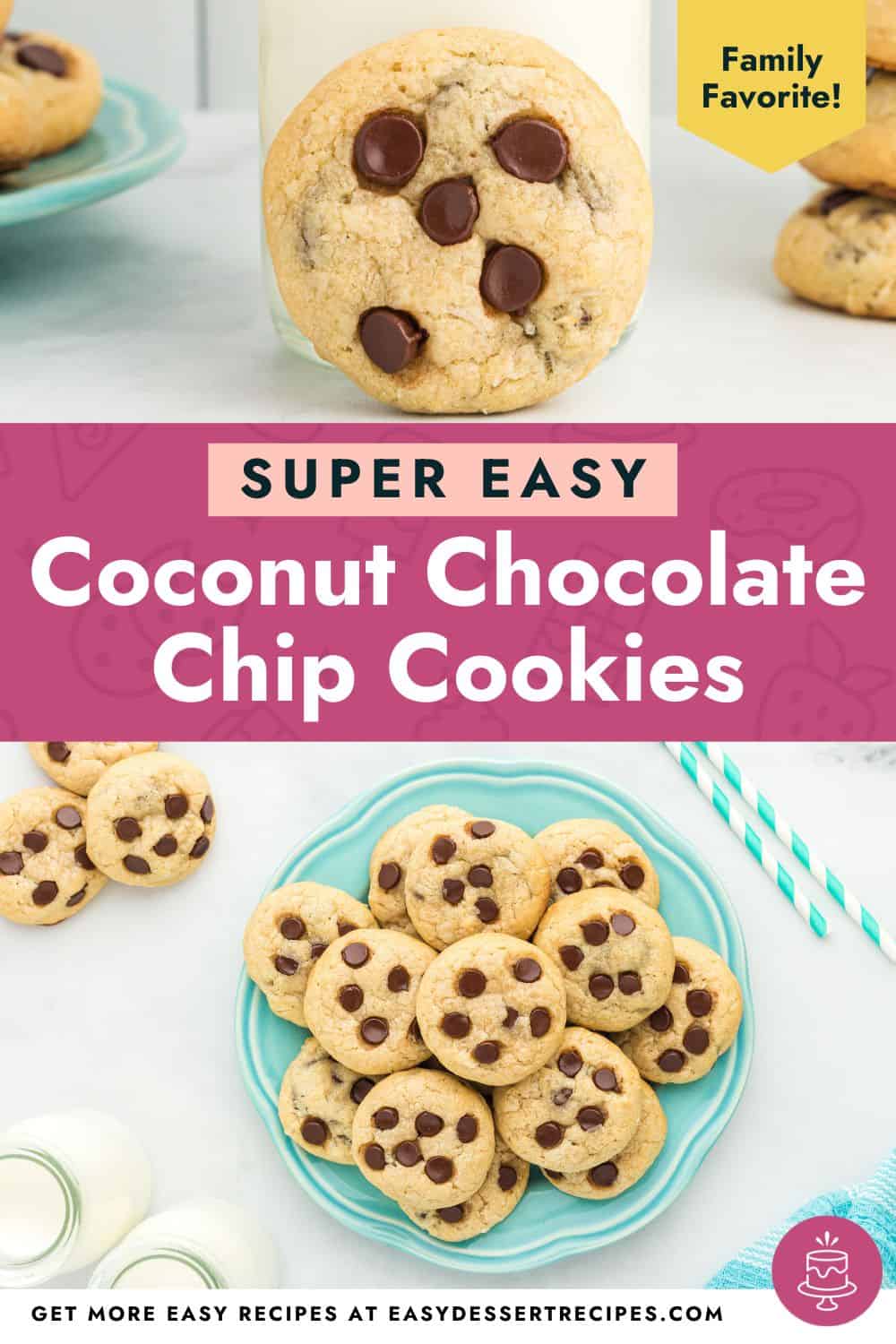 Super easy coconut chocolate chip cookies.