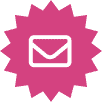 The email icon on a pink background.