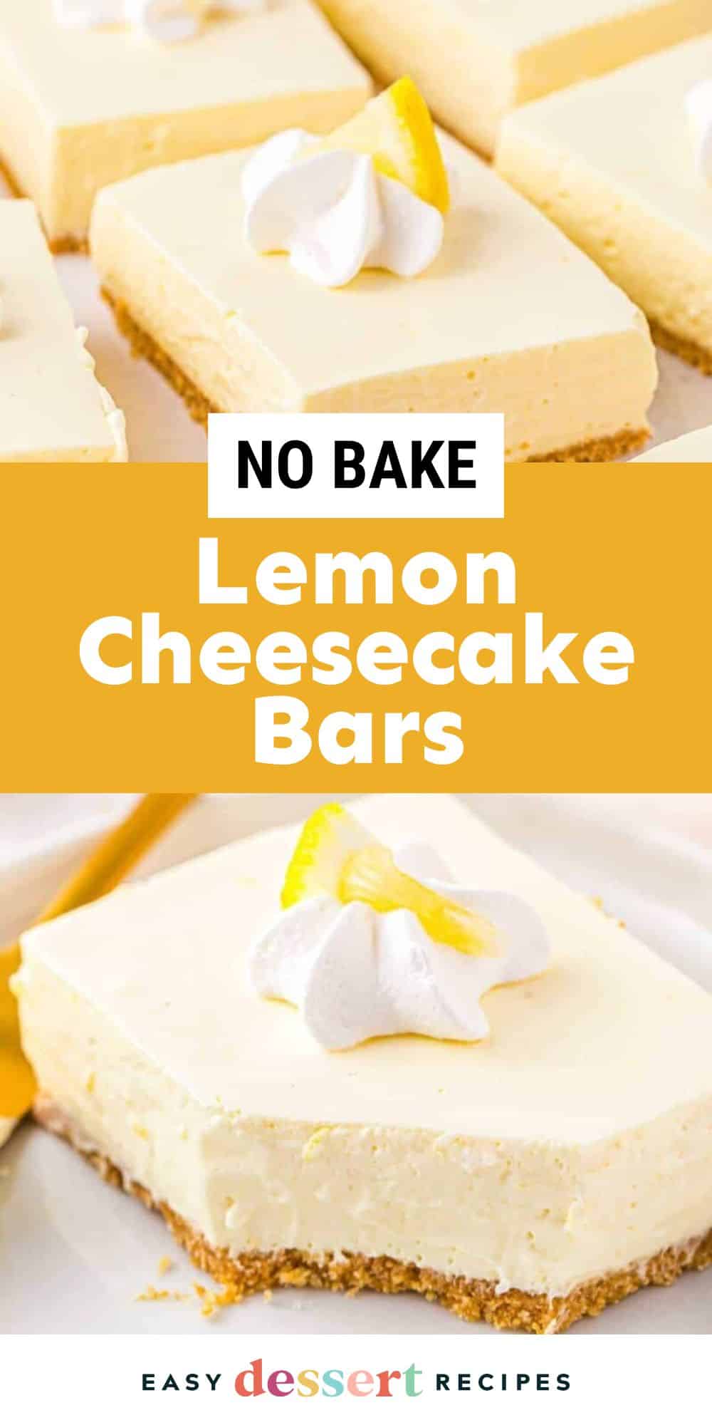 no bake lemon cheesecake bars pin.