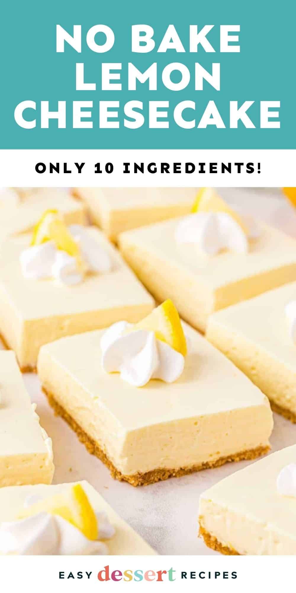 no bake lemon cheesecake bars pin.