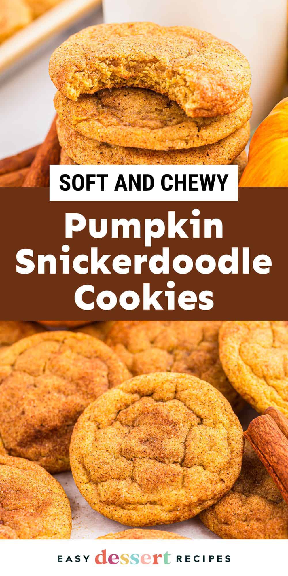 pumpkin snickerdoodle cookies pin.