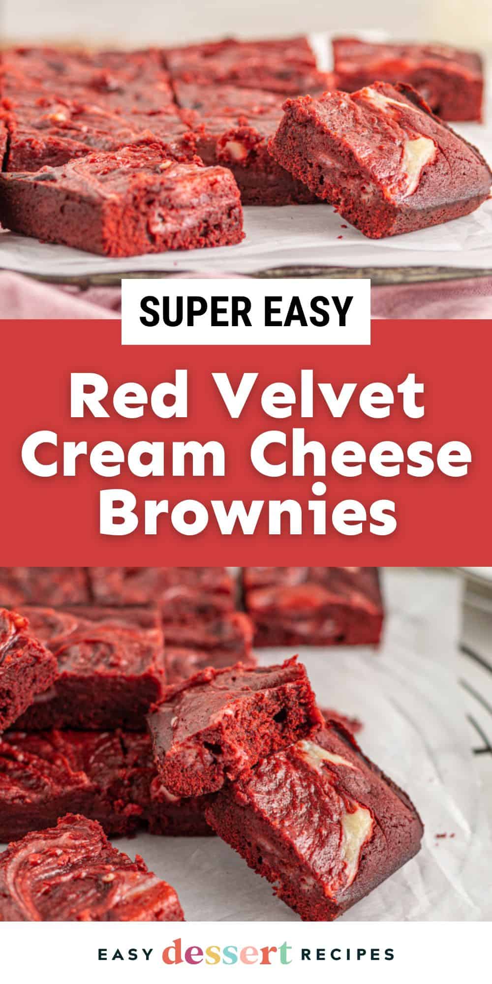 red velvet cream cheese brownies pin.