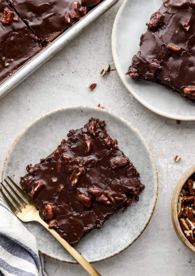 Slices of cake on plates.