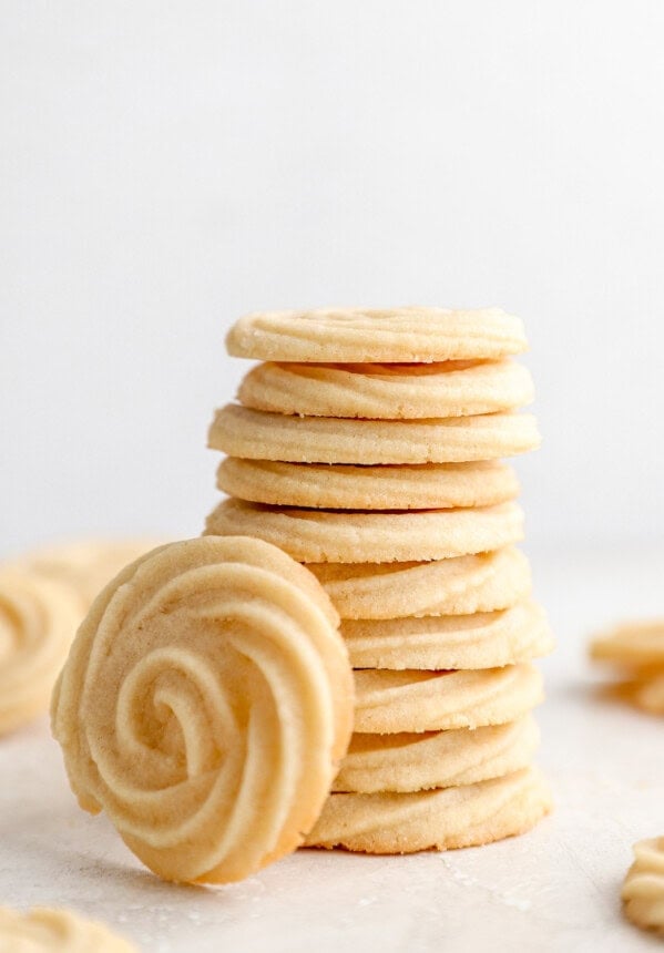 A stack of butter cookies.