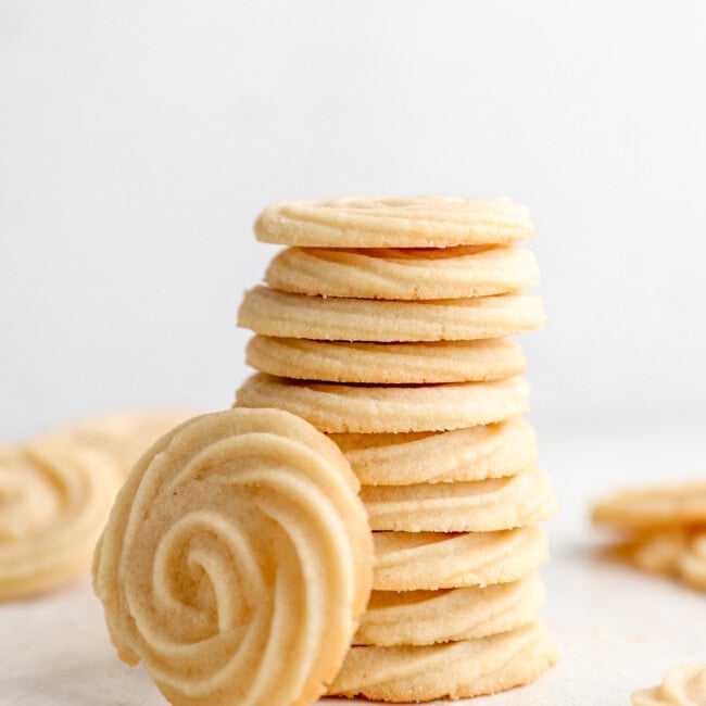 A stack of butter cookies.